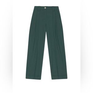 Ganni Forest Green Pleated Trousers